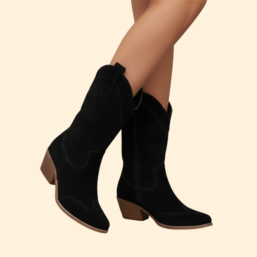 Women’s Cowboy Boots with Perforated Design