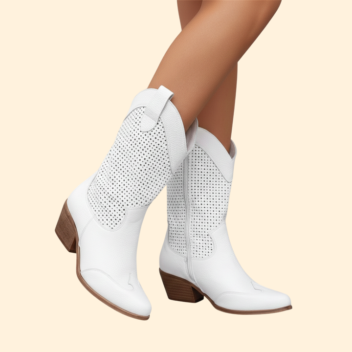 Women’s Cowboy Boots with Perforated Design