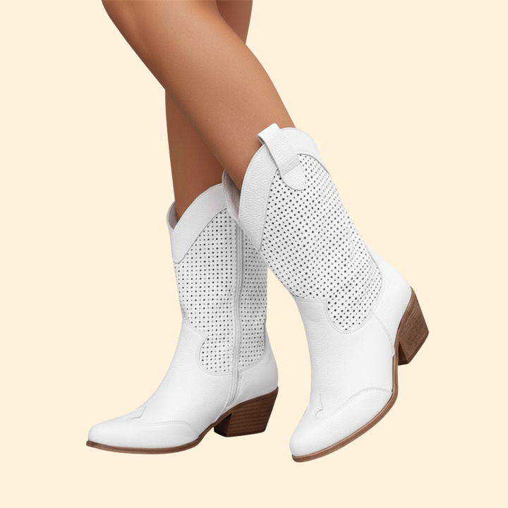 Women’s Cowboy Boots with Perforated Design