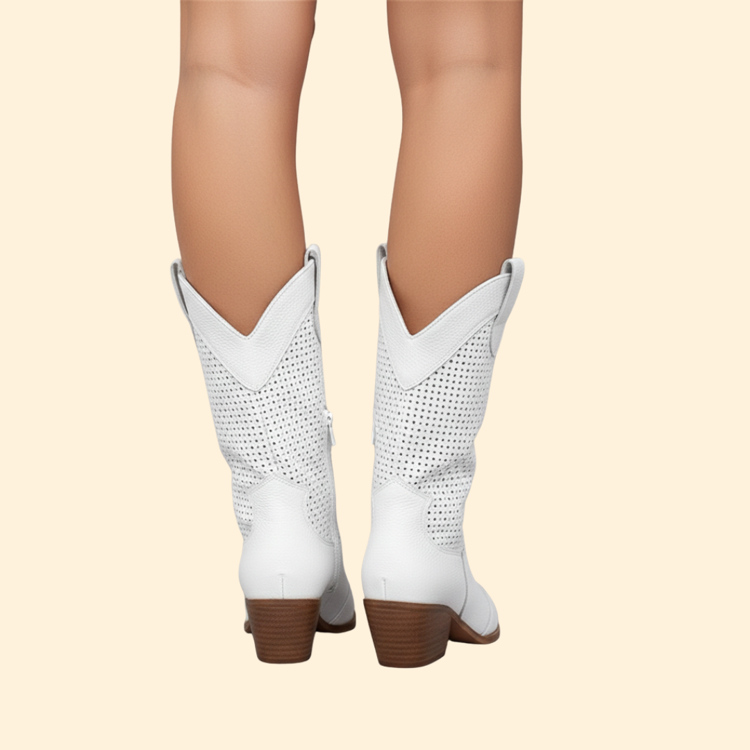 Women’s Cowboy Boots with Perforated Design