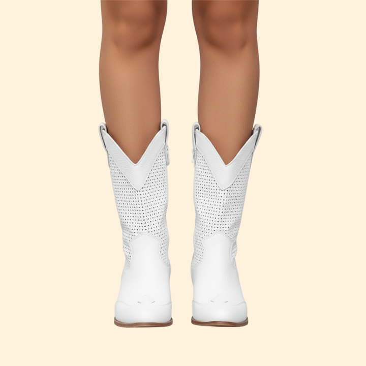 Women’s Cowboy Boots with Perforated Design