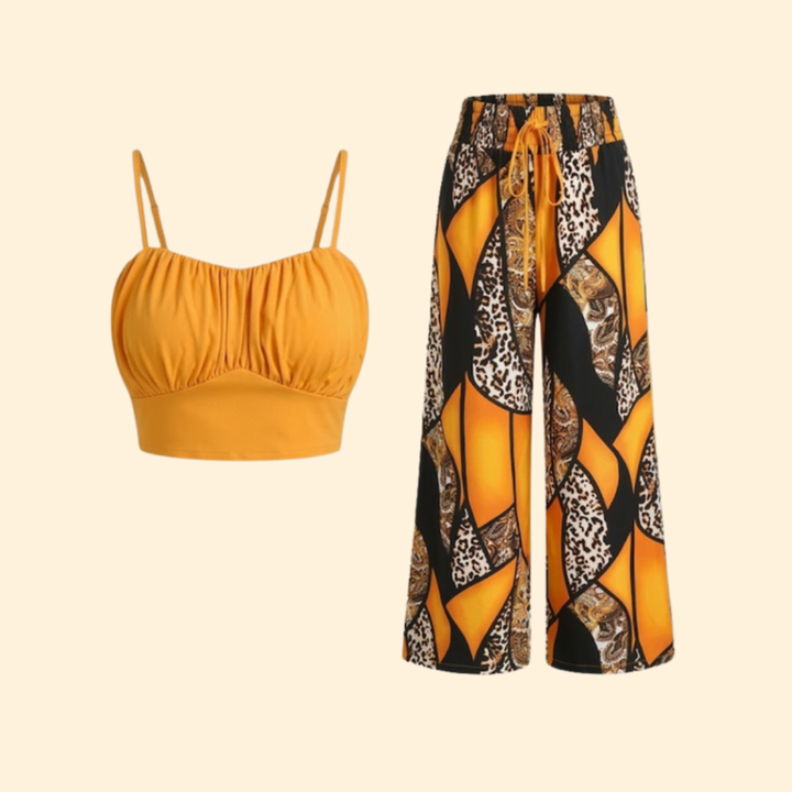 Women’s Casual Set with Smocked Waist Pants
