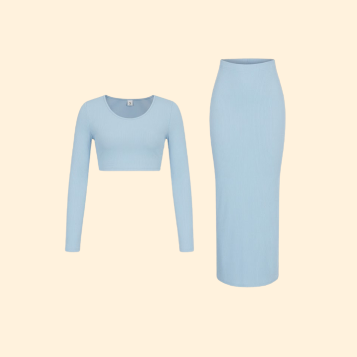 Women’s Long Maxi Skirt with Fitted Crop Top