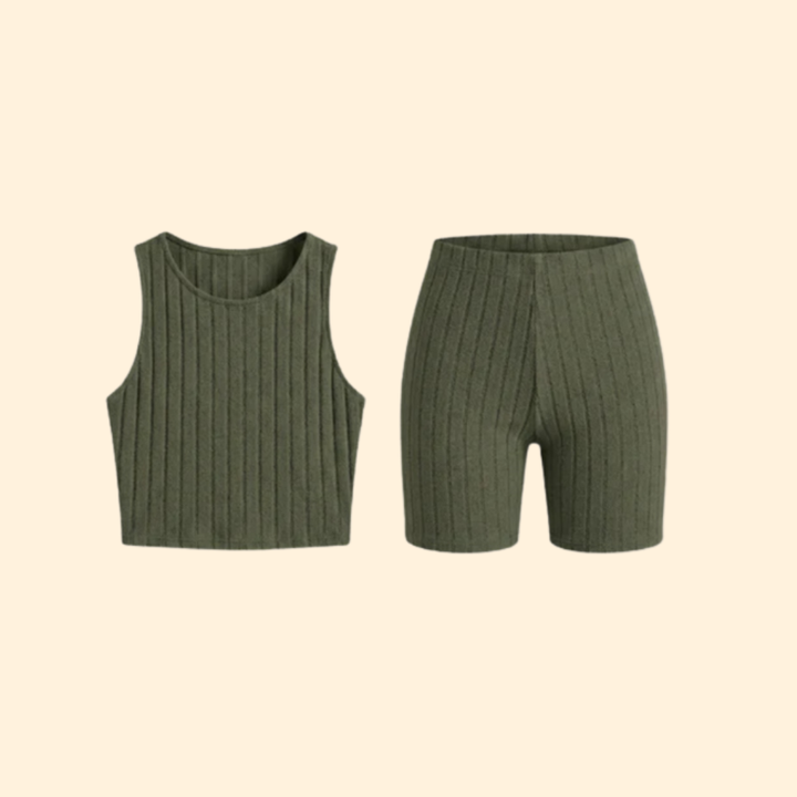 Women’s Crop Top with High-Waist Shorts