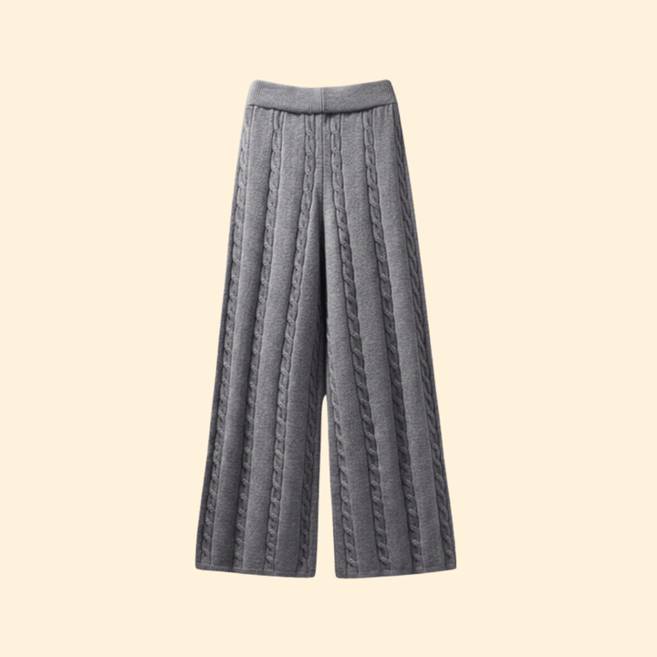 Women’s Knit Palazzo Pants with Cable Knit Pattern