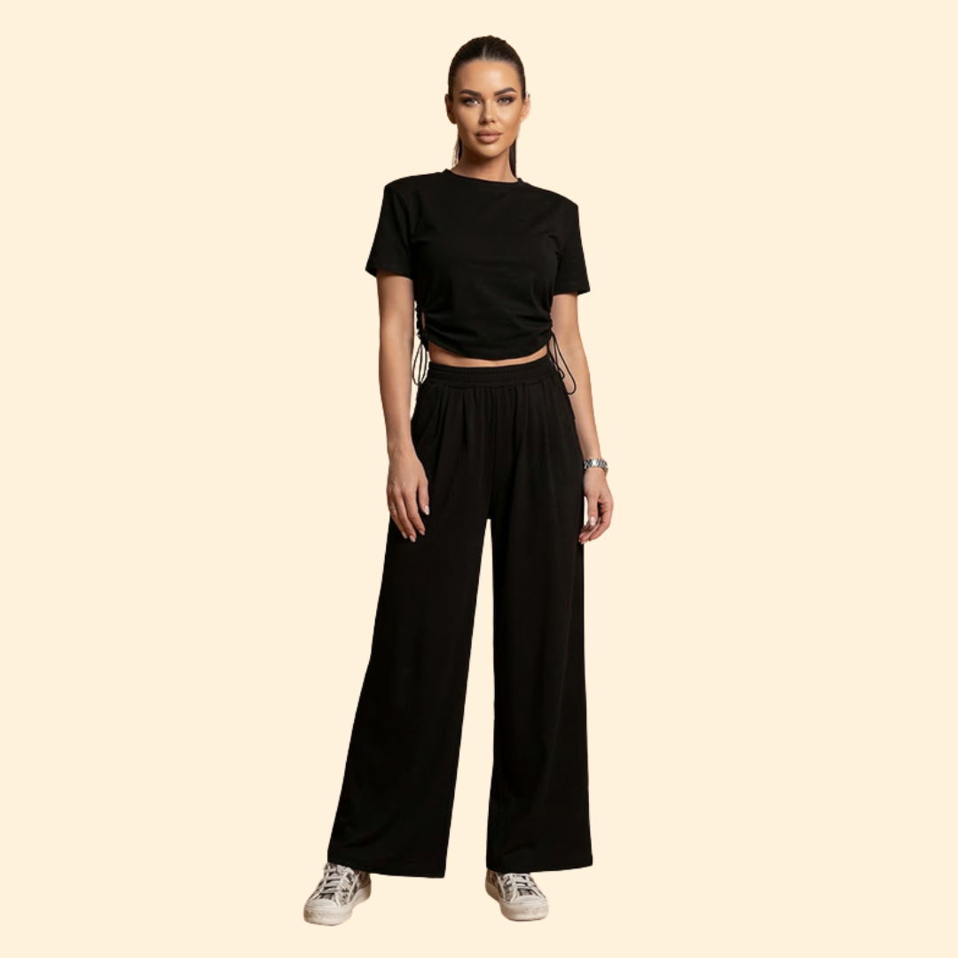 Women’s Casual Set with Cropped Top and Joggers
