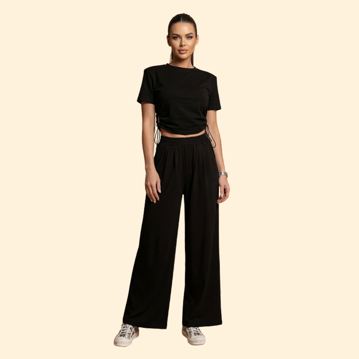 Women’s Casual Set with Cropped Top and Joggers