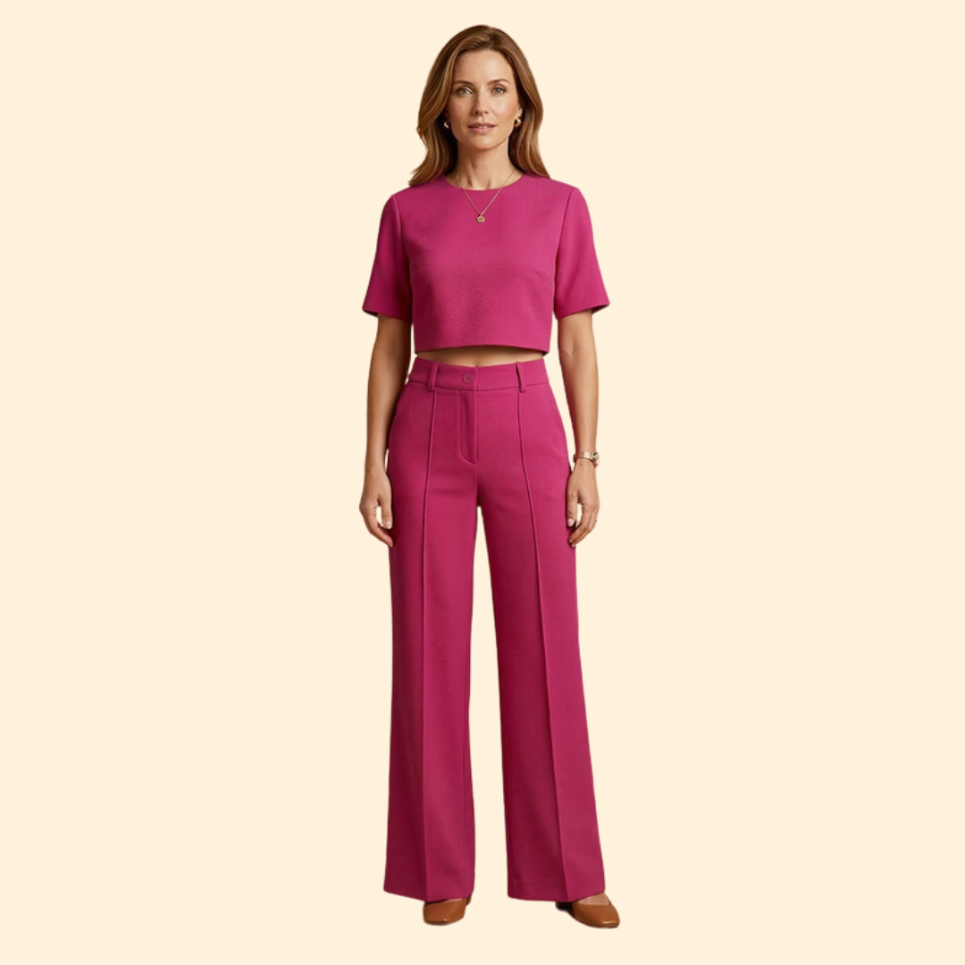 Women’s Two-Piece Set with Short-Sleeved Top
