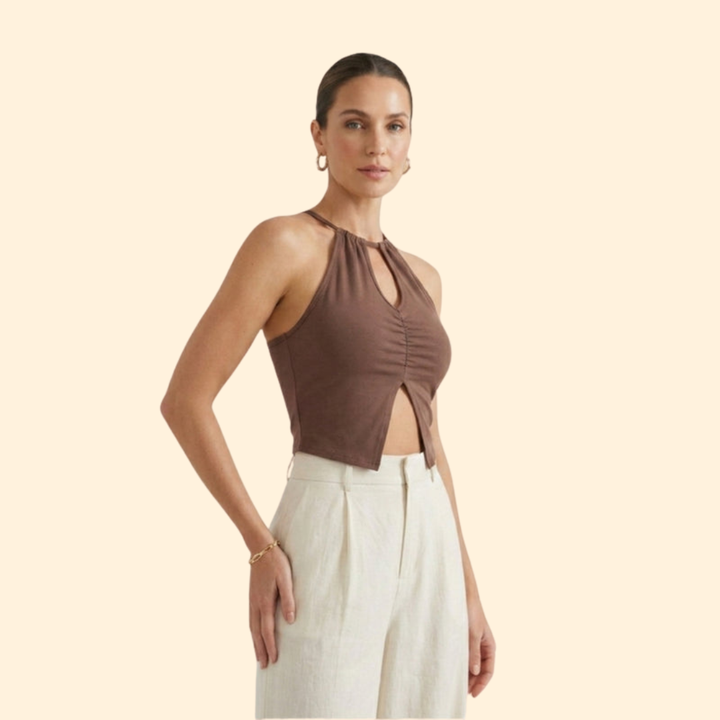 Women’s Crop Top with Halter Neckline