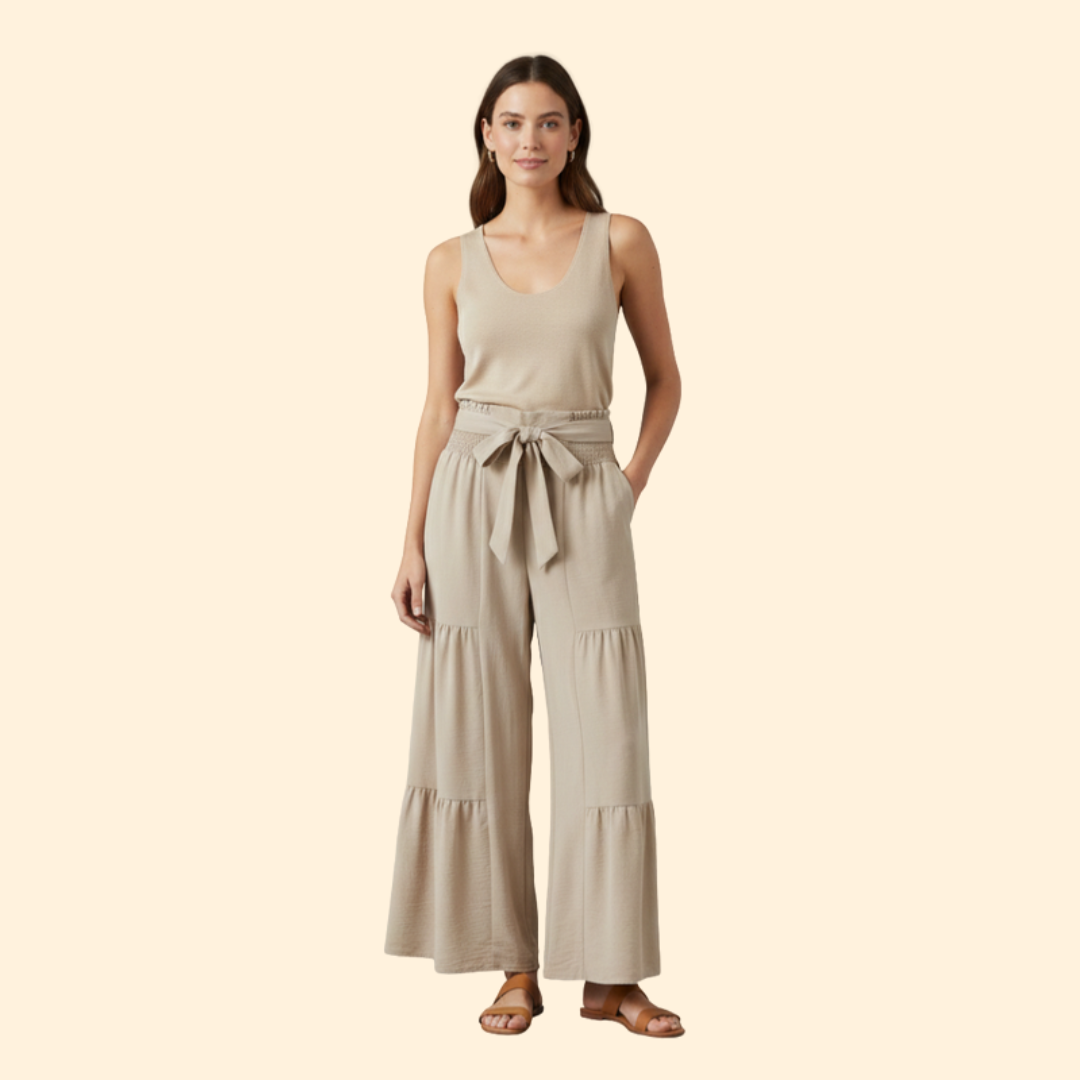 Women’s Elegant Palazzo Pants with Drawstring Waist