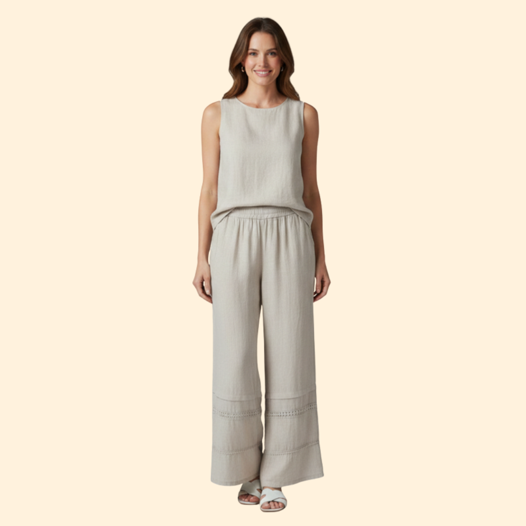 Women’s Palazzo Pants with Wide Leg and Elastic Waist