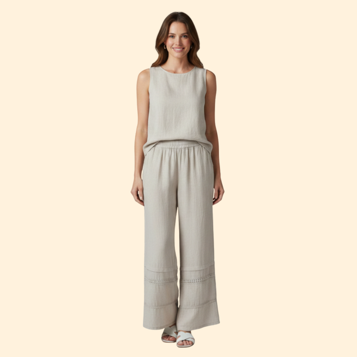 Women’s Palazzo Pants with Wide Leg and Elastic Waist
