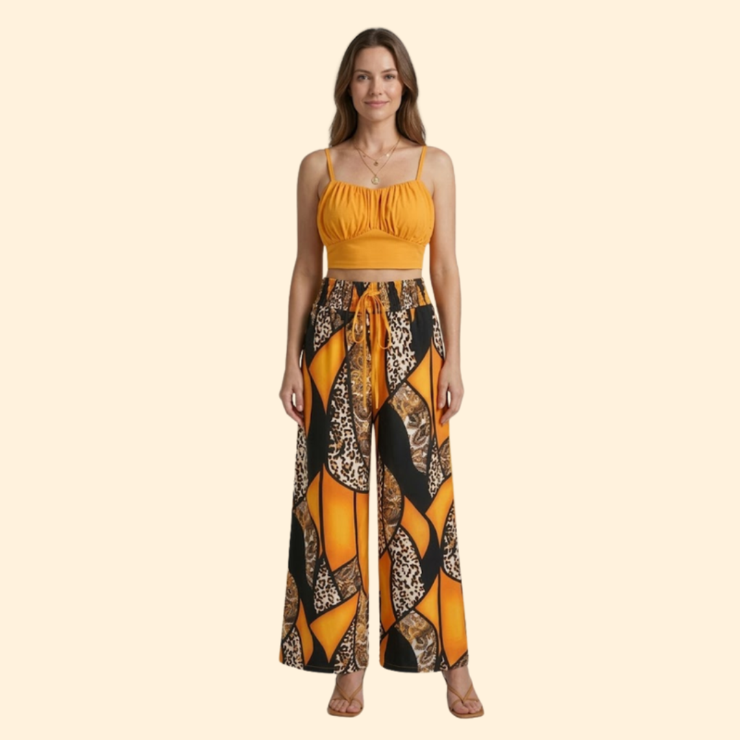 Women’s Casual Set with Smocked Waist Pants