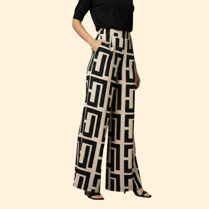 Women’s Palazzo Pants with Bold Graphic Pattern