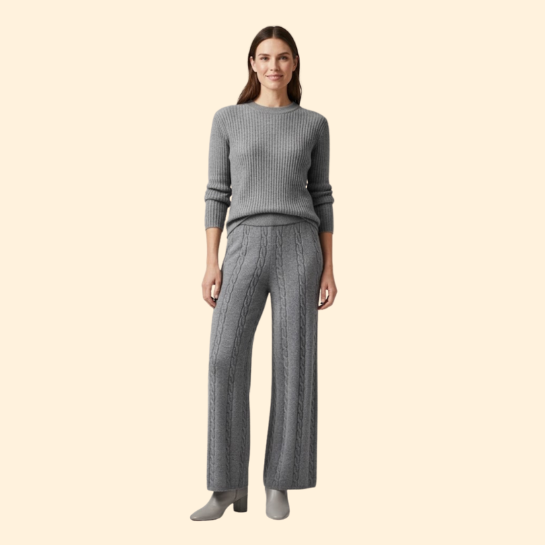 Women’s Knit Palazzo Pants with Cable Knit Pattern