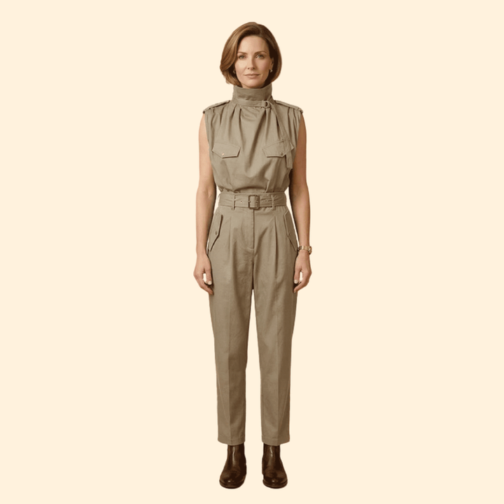 Women’s Stylish Jumpsuit with Pleated Front Design