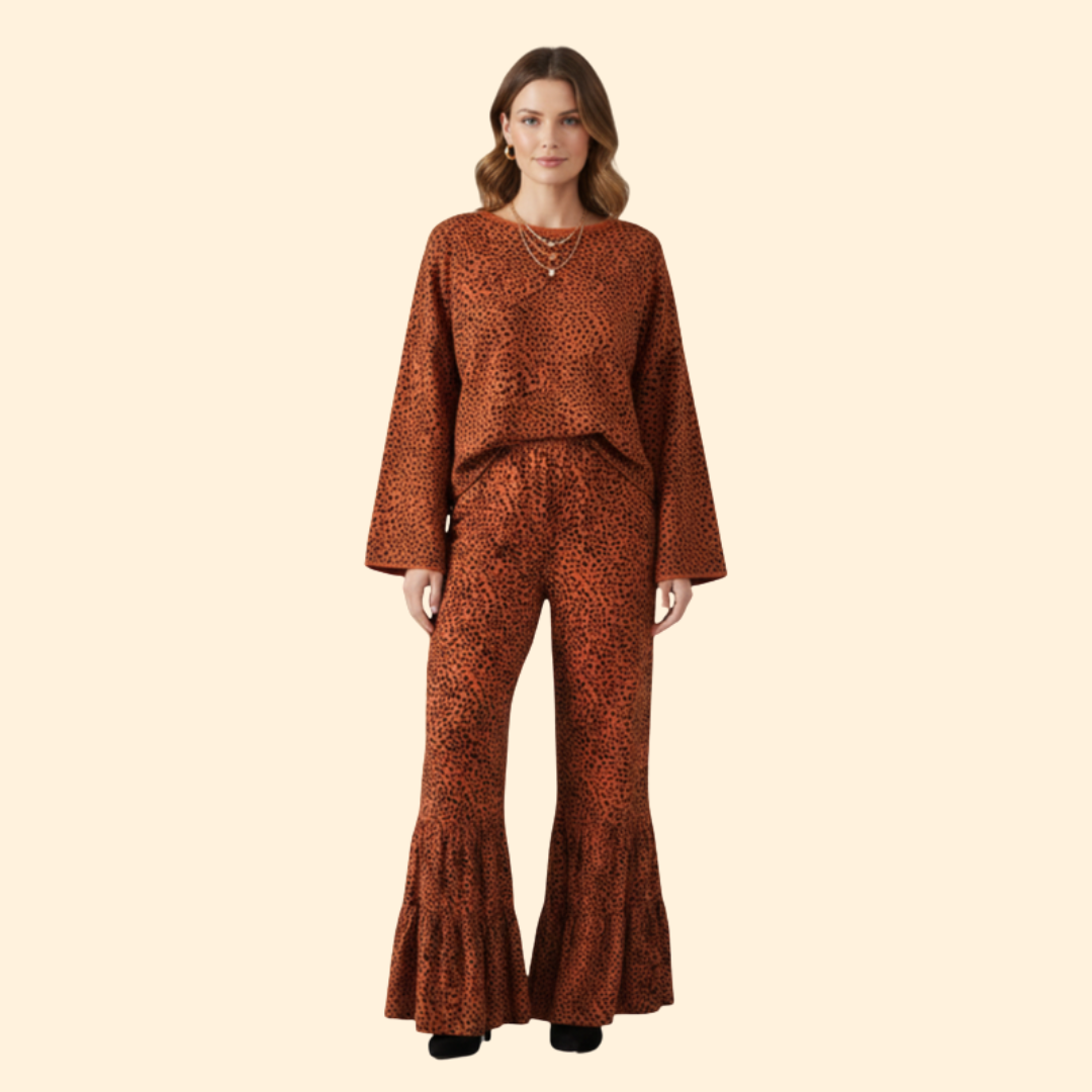 Women’s Flare Leg Pants with Ruffle Hem