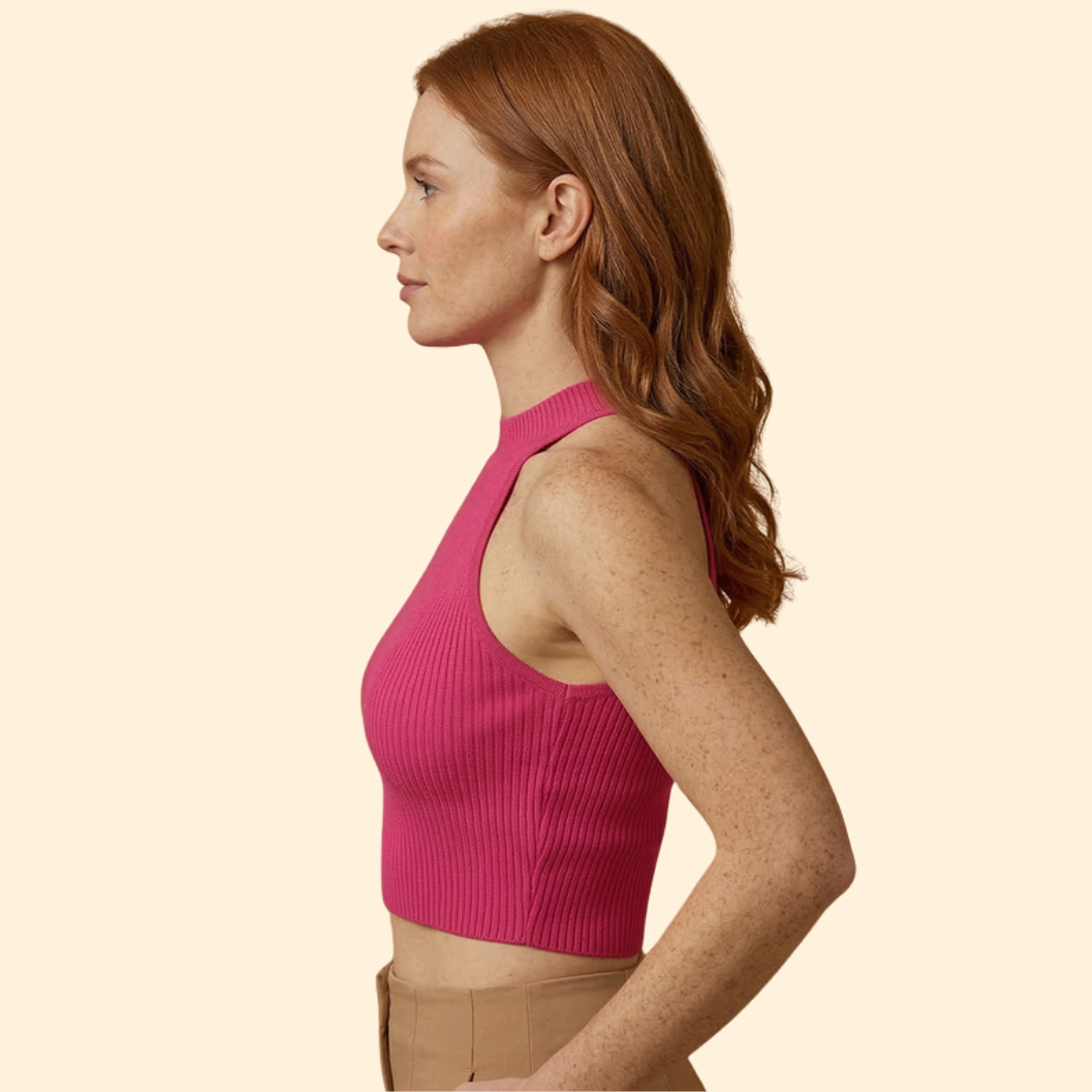 Women’s Sleeveless Crop Top with Ribbed Texture