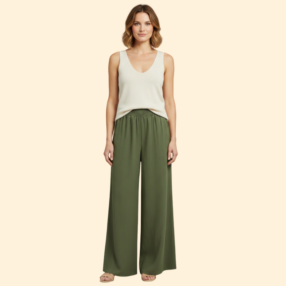 Women’s Wide Leg Pants with Smocked Waist