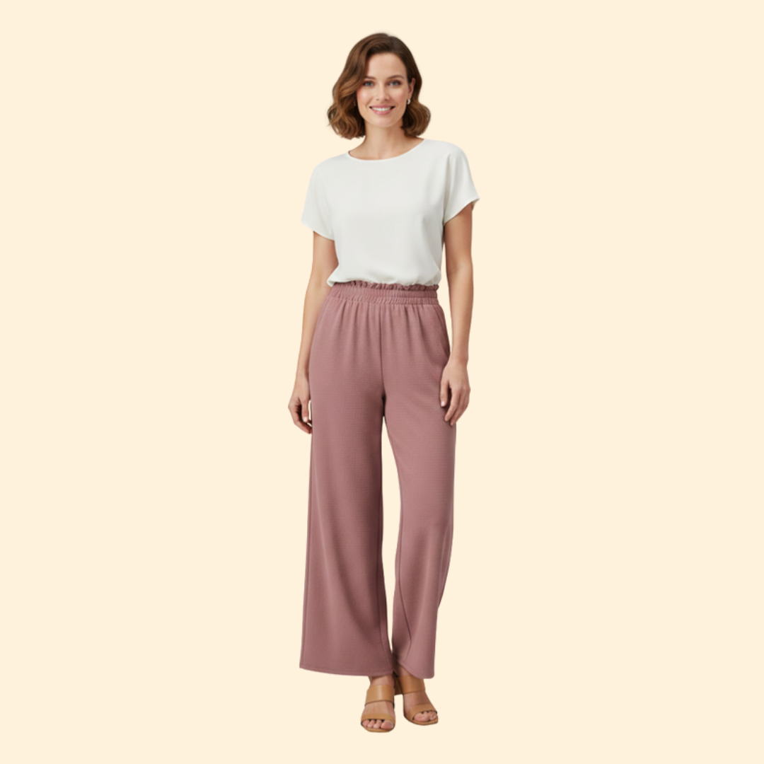 Women’s Wide-Leg Palazzo Pants with Elastic Waist