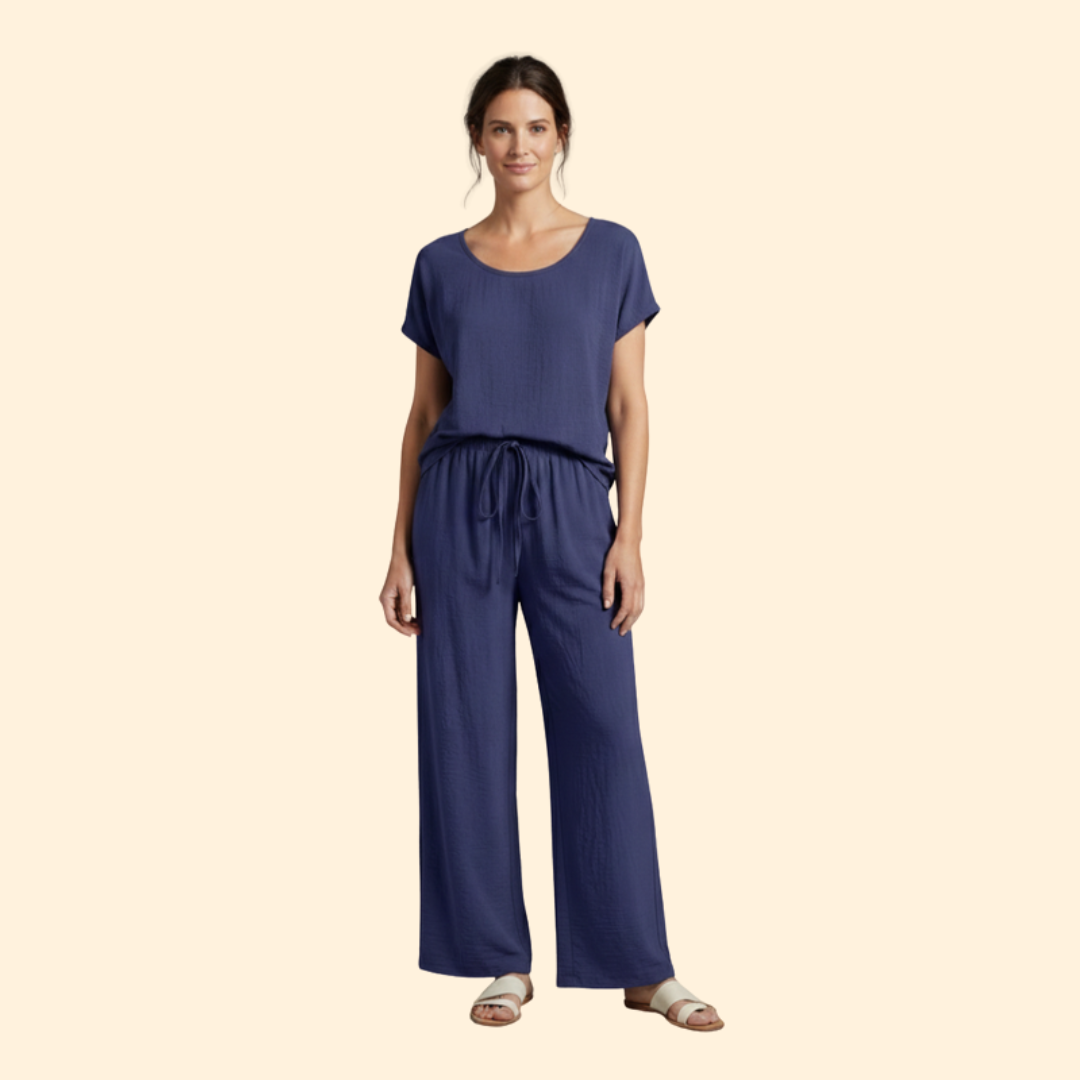 Women’s Relaxed Fit Palazzo Pants with Drawstring Waist