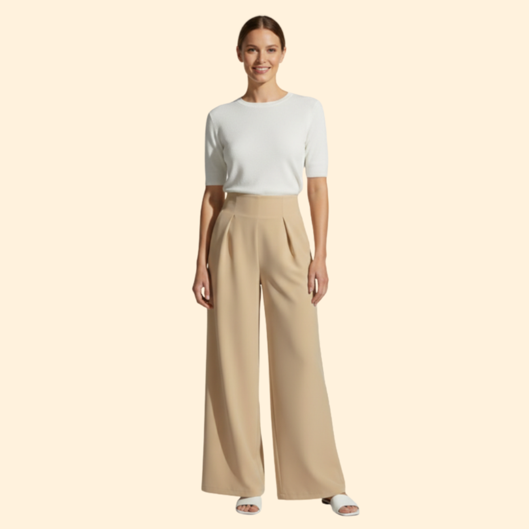 Women’s High Waist Pants with Pleated Front