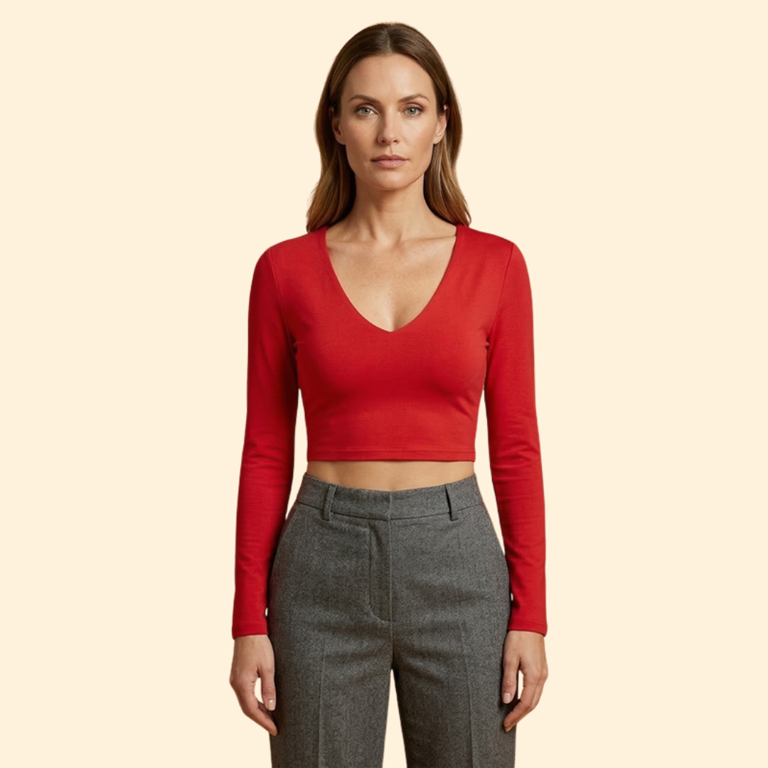 Women’s Long Sleeve Top with Deep V-neck