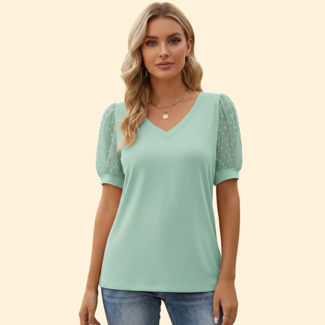Women’s Casual T-Shirt with Puff Sleeve Design