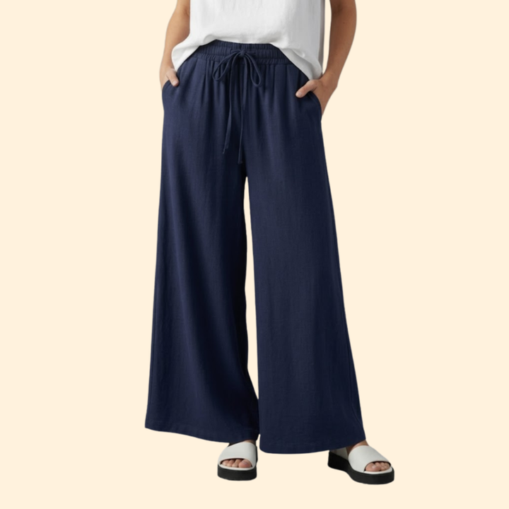 Women’s Palazzo Pants with Elastic Waist and Pockets