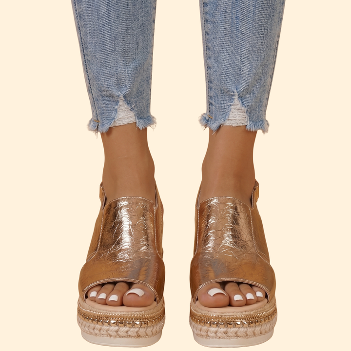 Women's Orthopedic Sandals with Metallic Finish