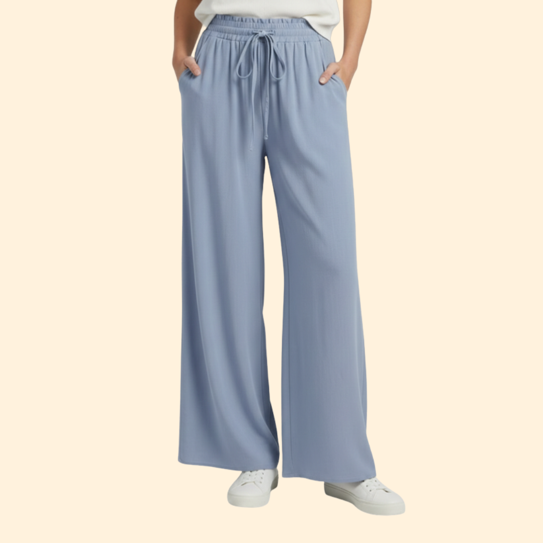 Women’s Palazzo Pants with Elastic Drawstring Waist