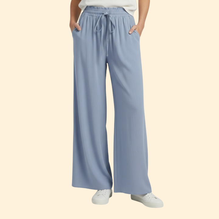 Women’s Palazzo Pants with Elastic Drawstring Waist