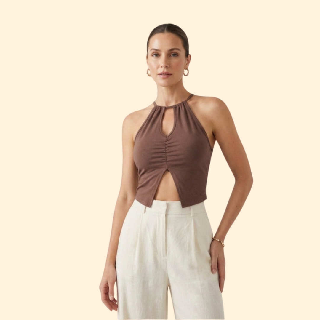Women’s Crop Top with Halter Neckline