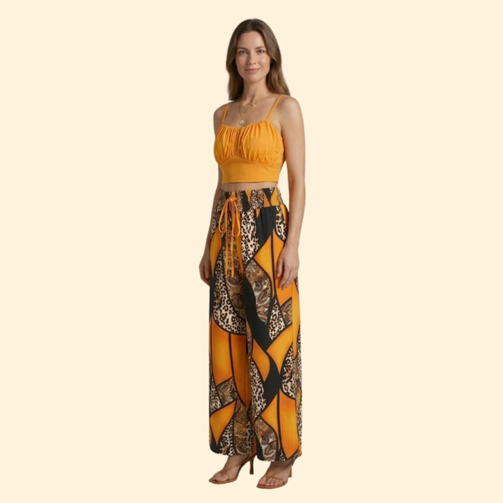 Women’s Casual Set with Smocked Waist Pants