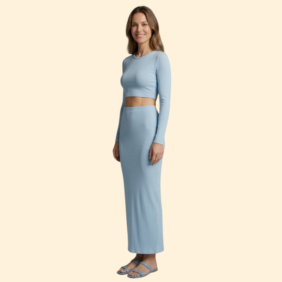 Women’s Long Maxi Skirt with Fitted Crop Top