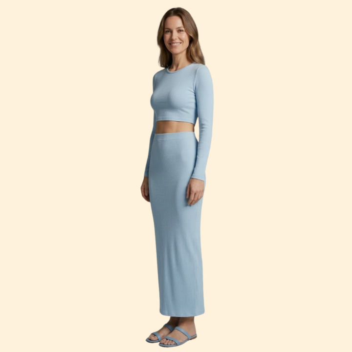 Women’s Long Maxi Skirt with Fitted Crop Top