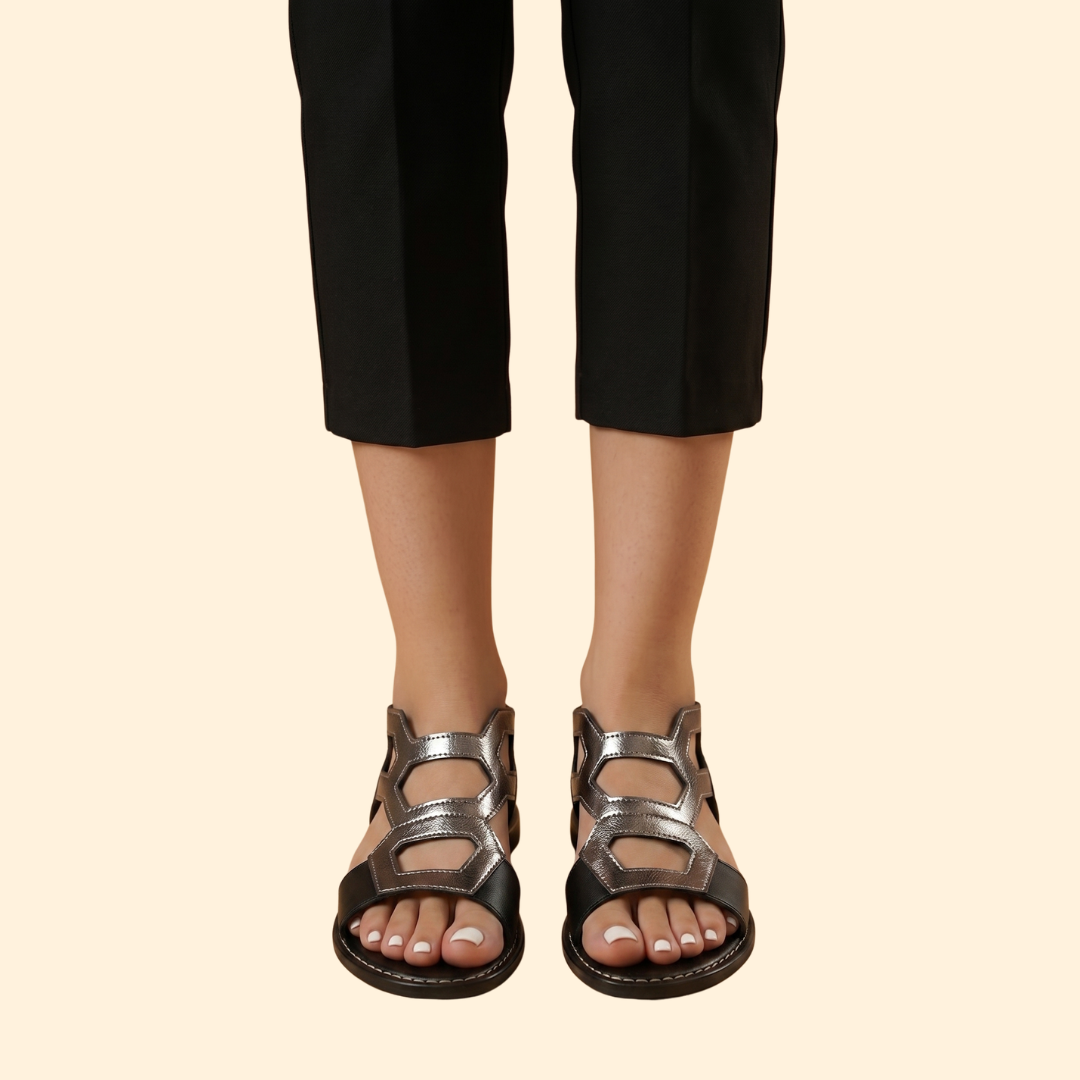 Women’s Flat Sandals with Cutout Straps