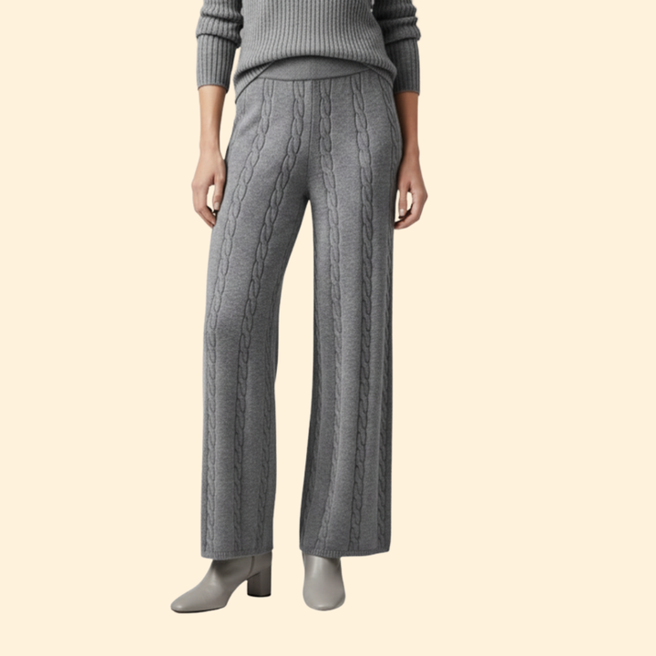 Women’s Knit Palazzo Pants with Cable Knit Pattern