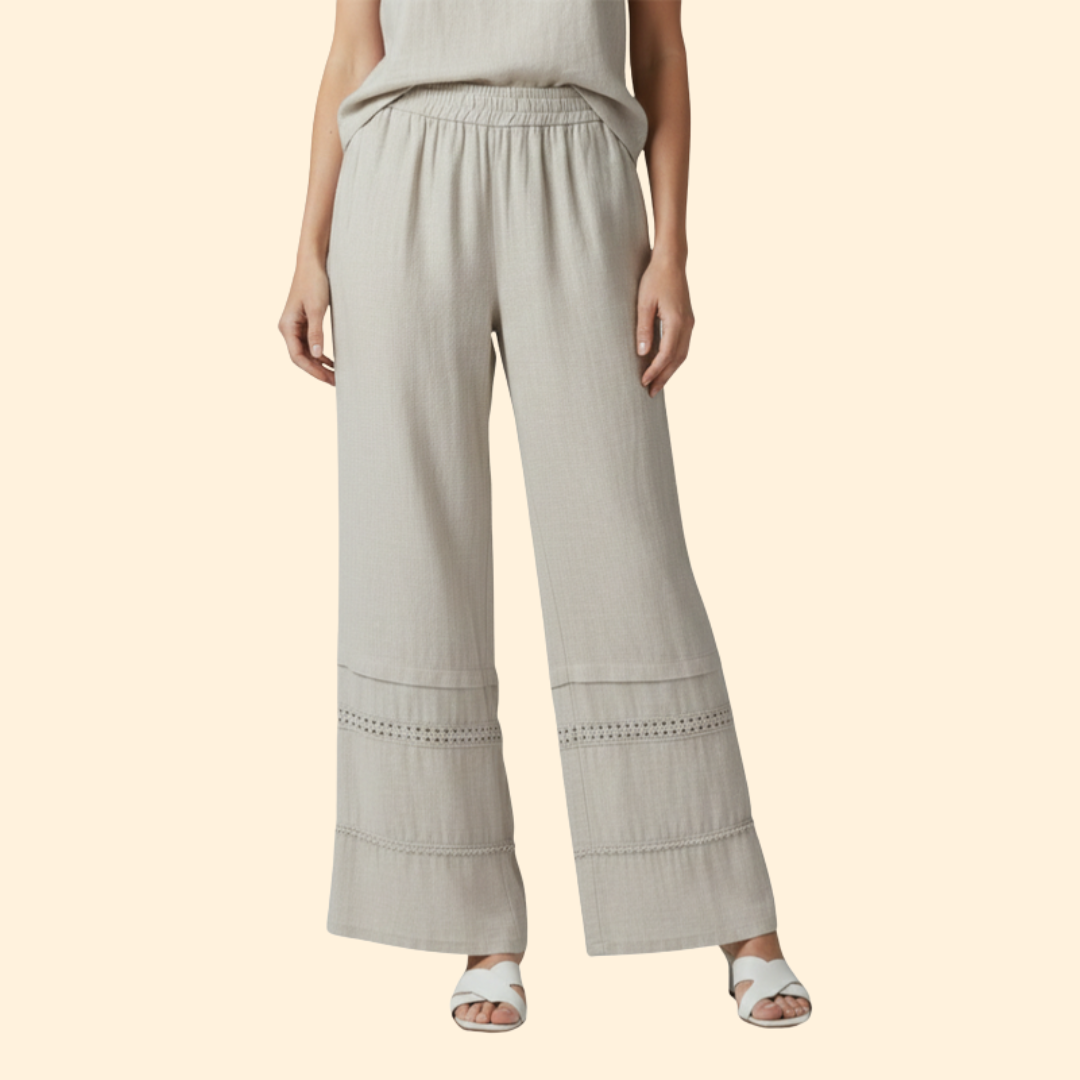Women’s Palazzo Pants with Wide Leg and Elastic Waist