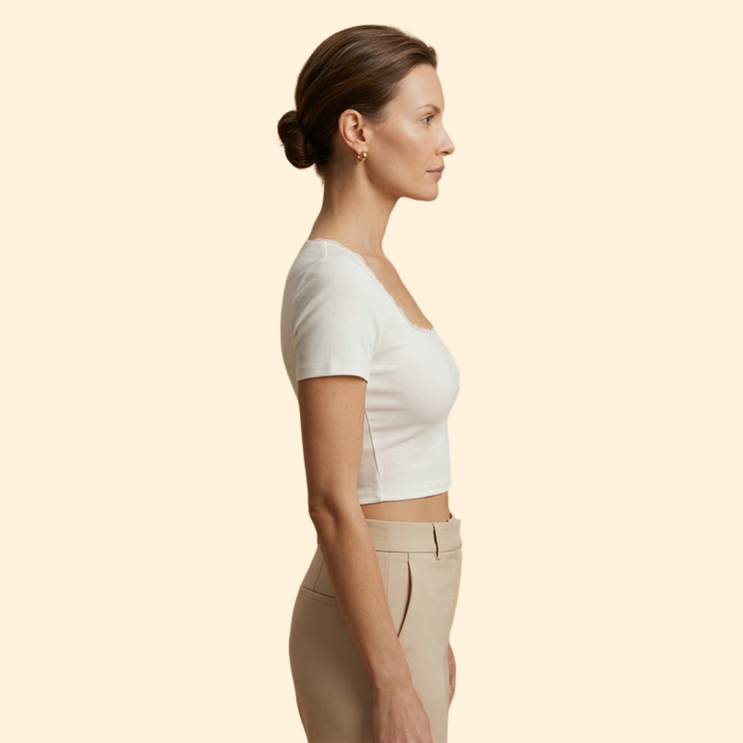 Women’s Top with Lace Trim and Square Neck