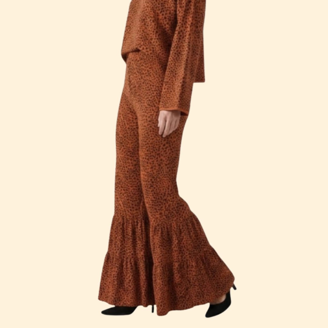 Women’s Flare Leg Pants with Ruffle Hem