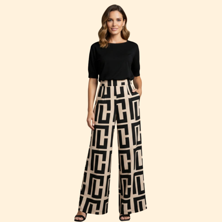 Women’s Palazzo Pants with Bold Graphic Pattern