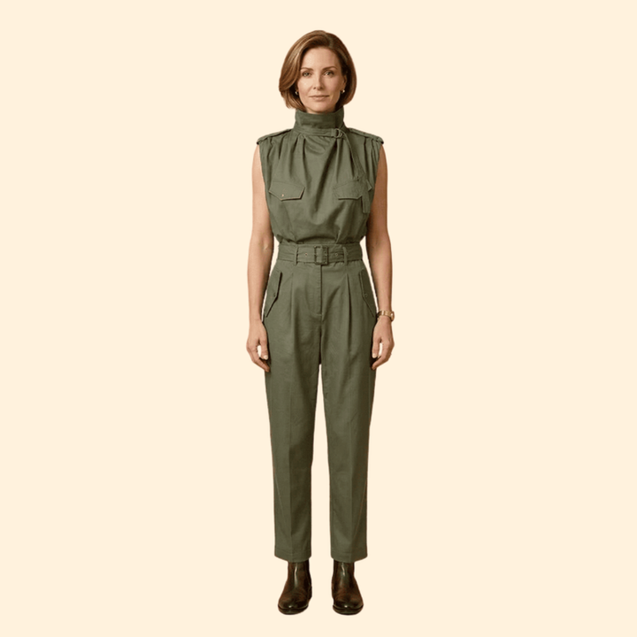 Women’s Stylish Jumpsuit with Pleated Front Design