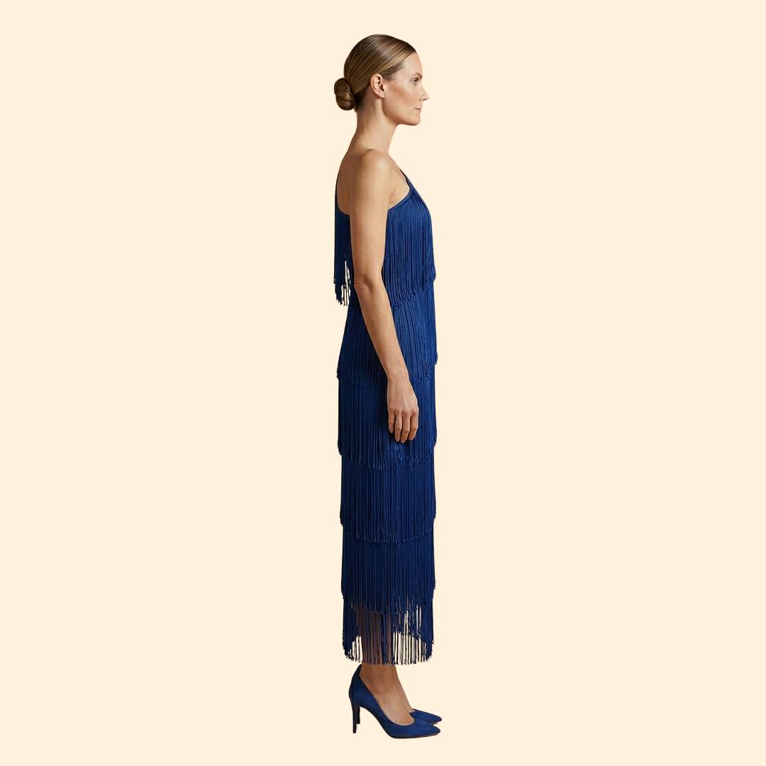 Women's One-Shoulder Dress with Fringe Detail