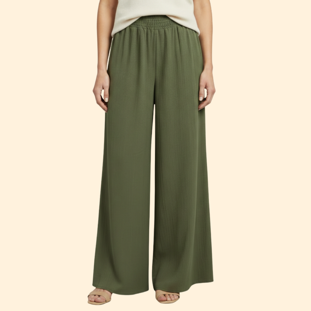 Women’s Wide Leg Pants with Smocked Waist