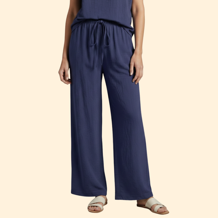 Women’s Relaxed Fit Palazzo Pants with Drawstring Waist