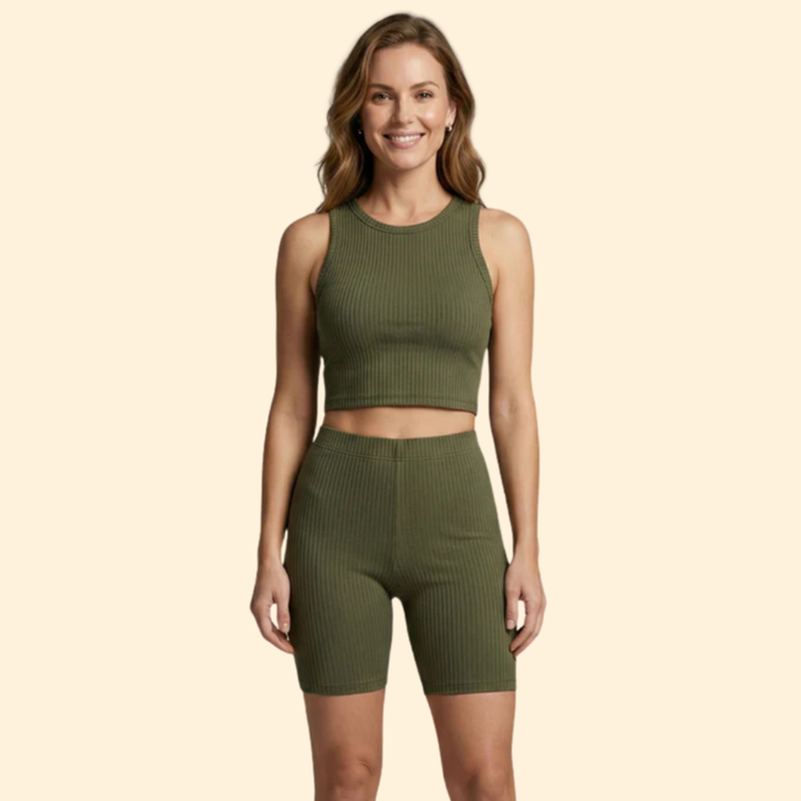 Women’s Crop Top with High-Waist Shorts