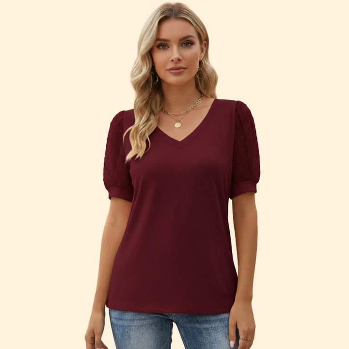 Women’s Casual T-Shirt with Puff Sleeve Design