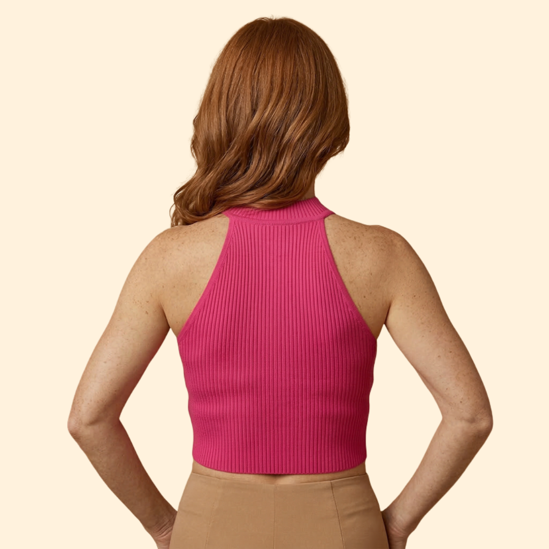 Women’s Sleeveless Crop Top with Ribbed Texture