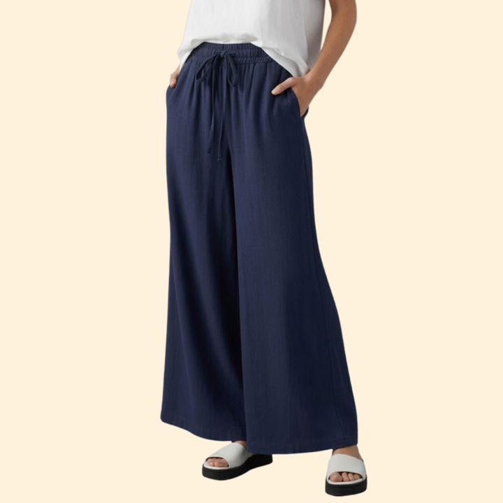 Women’s Palazzo Pants with Elastic Waist and Pockets